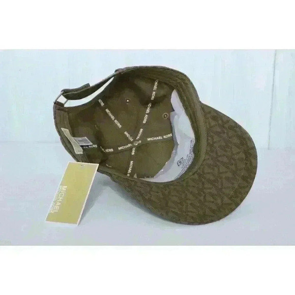 $68 Michael Kors Printed MK Logo Adjustable Baseball Cap Hat‎ KHAKI color